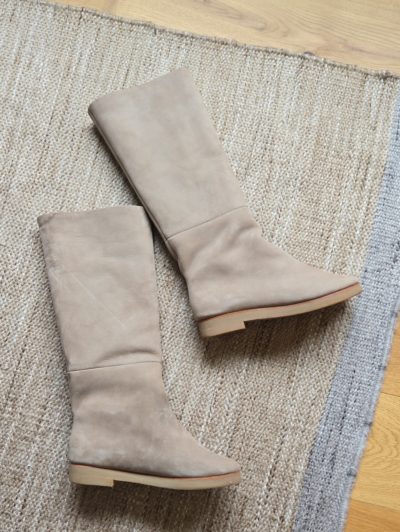 Lauren Manoogian Tall Suede-Like Neutral Knee Boots, Size 7, Quiet Lux, Comfort